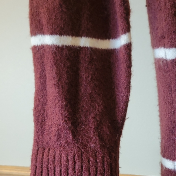 Urban Heritage Maroon and White Striped Crew Neck Sweater - Picture 7 of 7